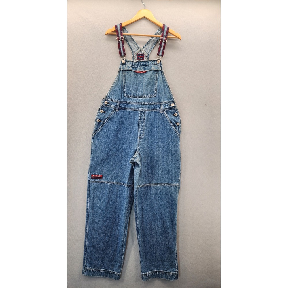 Vintage BUM Equipment Denim Overalls Baggy 90s Streetwear Medium Wash Size L